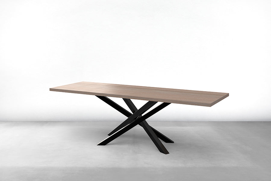 modern wood and metal dining table