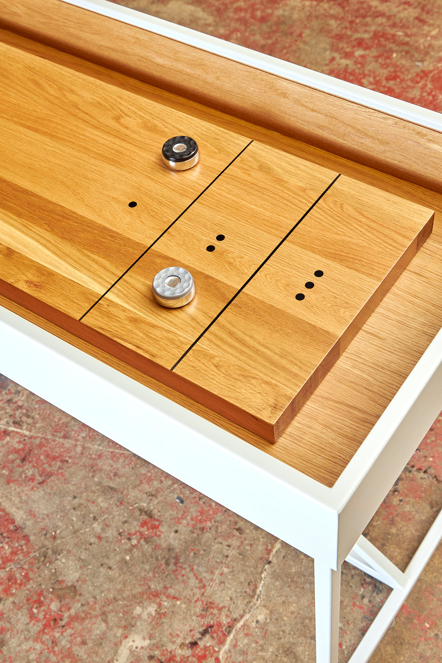 custom made shuffleboard table - wood surface