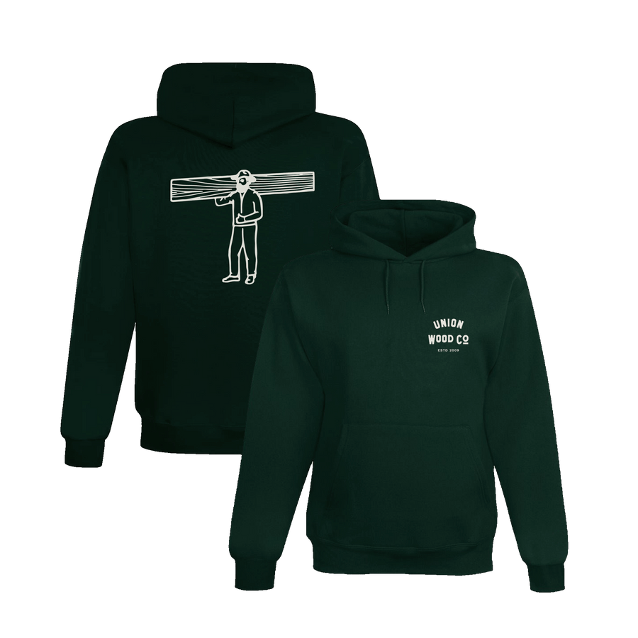 Union Wood Co dark green hoodie