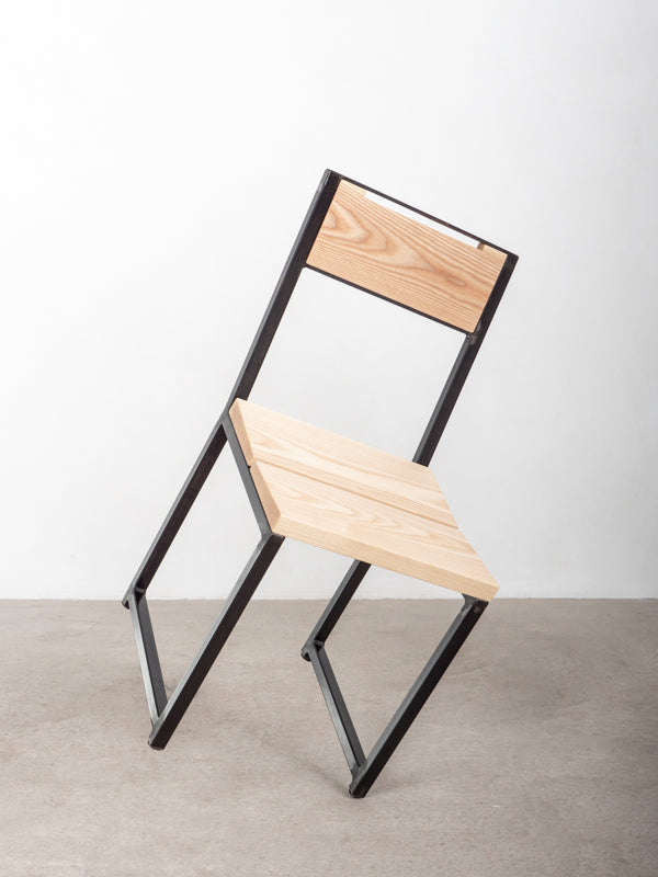oak and steel dining chair