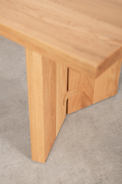 natural wood table leg detail