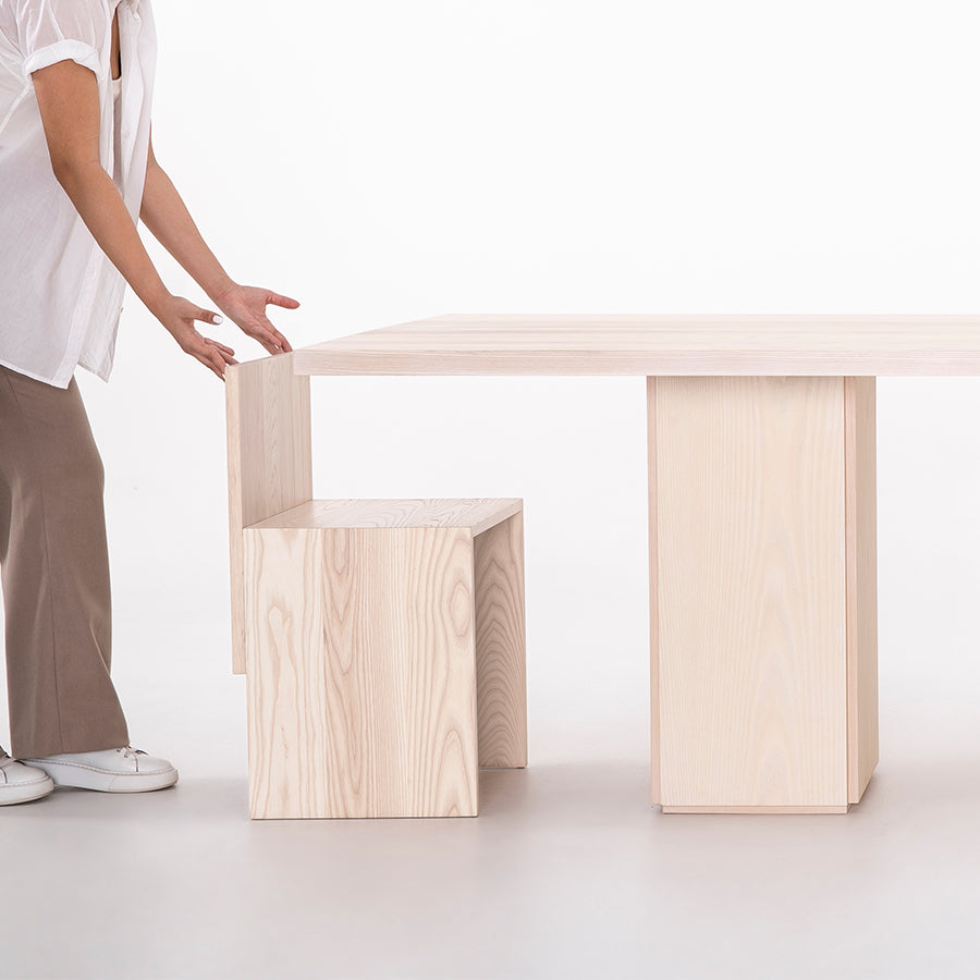 minimalist wood table and chair